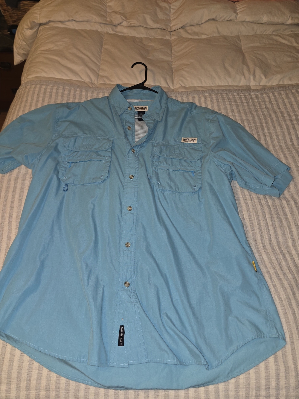 Magellan Outdoors Men’s Short-Sleeve Button-Down Shirt - Light Blue